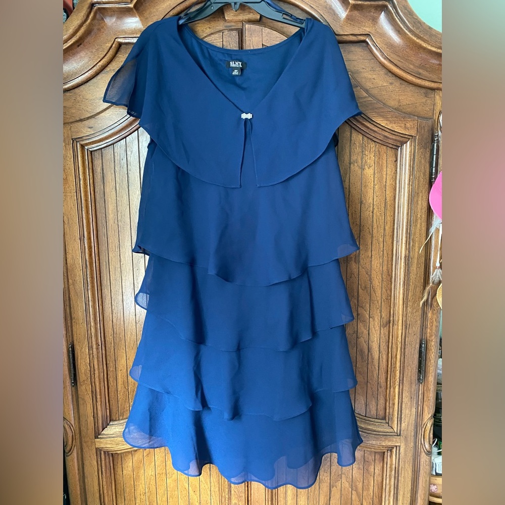 SLNY Navy Tiered Dress